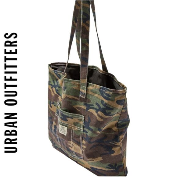 NEW BDG Urban Outfitters UO Large Camo Camouflage Cotton Twill Tote Bag - Picture 2 of 3